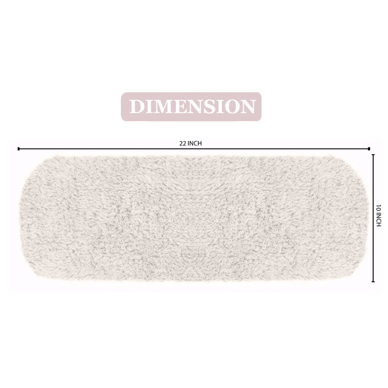 Tapis touffeté 100% coton Bublitz, très doux et lavable à la machine 10 po x 22 po, Ivoire ivoire