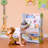 Teamson Kids Sunny Safari 3-Tier Front-Facing Wooden Bookshelf with Fabric Slings and Storage Cubbies for Playroom