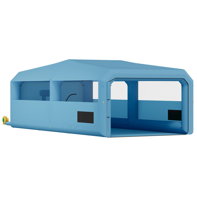 AMERLIFE 33x16.5x11.5 FT Inflatable Paint Booth with 1100W+750W Blowers, Upgrade 4-Stage Filters System & Peak Roof, Portable Paint Booth with PVC Windows for DIY, Mobile Detailing, Auto Refinish