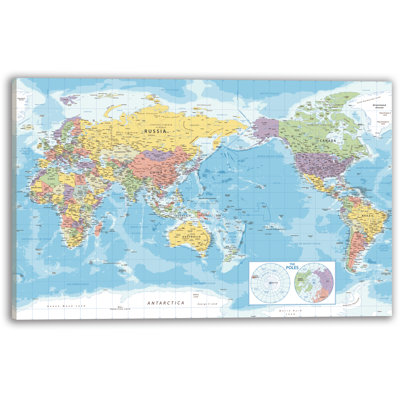 «Colorful World Map», reproduction d'art sur toile tendue