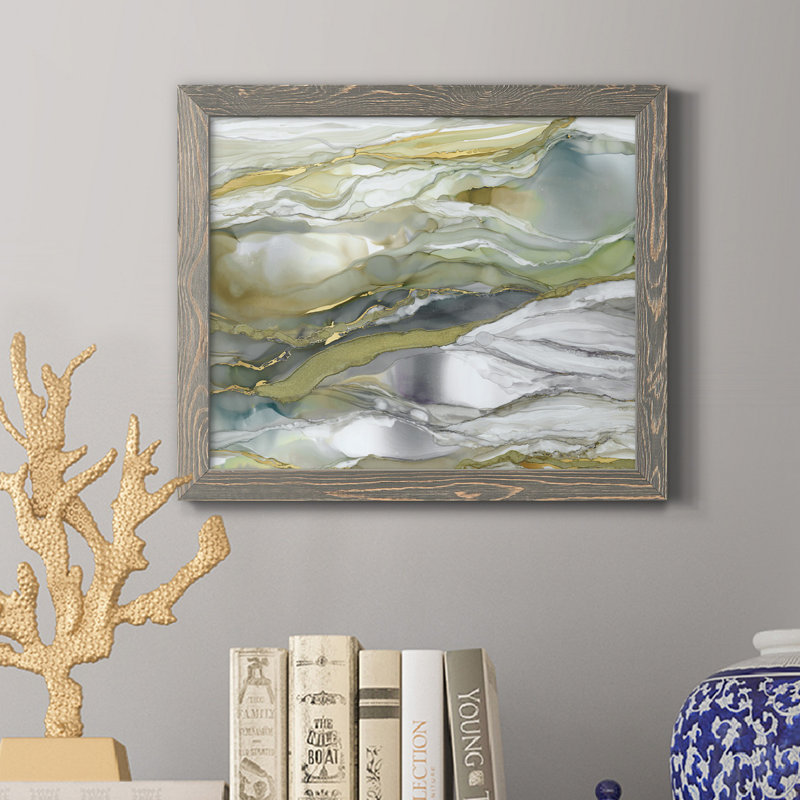 " Marbled Glass I " Painting Print, 20" H x 17" W x 1.5" D, Gray