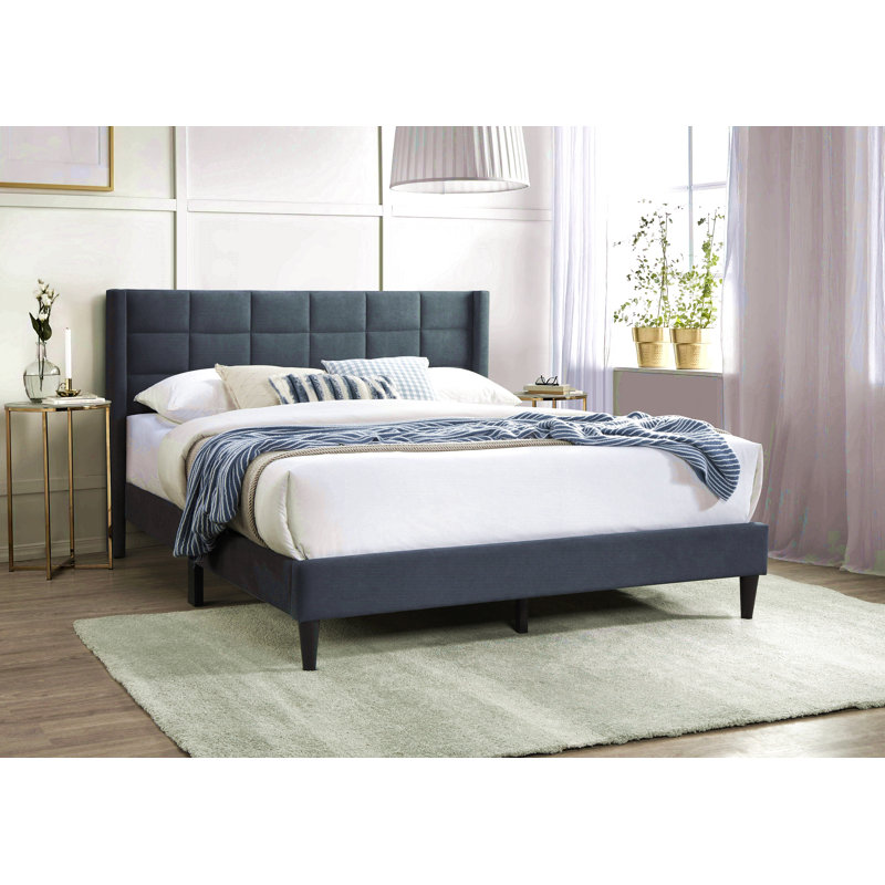 Tête de lit tapissier élégante et moderne en lin brossé 1pc, Gris anthracite, Grand lit