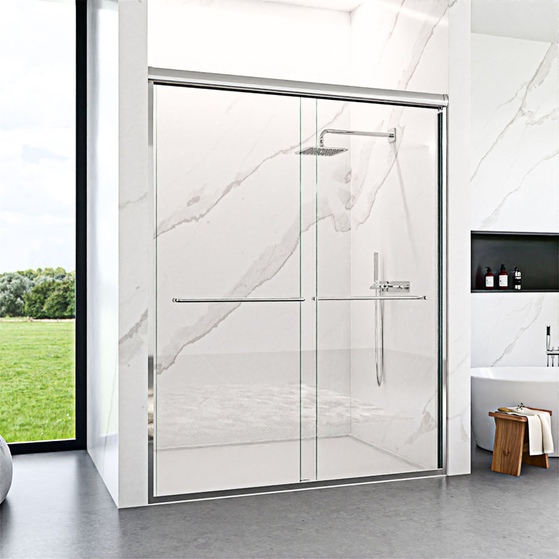 Semi-Frameless Double Sliding Shower Door, Chrome