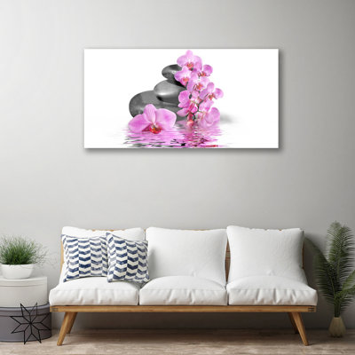 Floral Flower Stones - No Frame Print on Glass