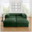 Élégant canapé en chenille vert à 2 places avec 2 sièges de rangement pour repose-pieds, dossier cylindrique et accoudoirs, causeuse moderne en tissu avec espace de rangement caché-118043813