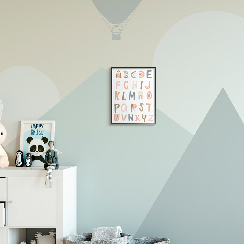 Alphabet arc-en-ciel Lanham, H 14 po x l 11 po x P 1,5 po, Giclée encadrée noir minuit