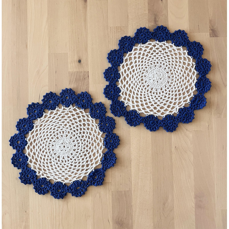 Accessoire de table en coton Farlee, Bleu marine