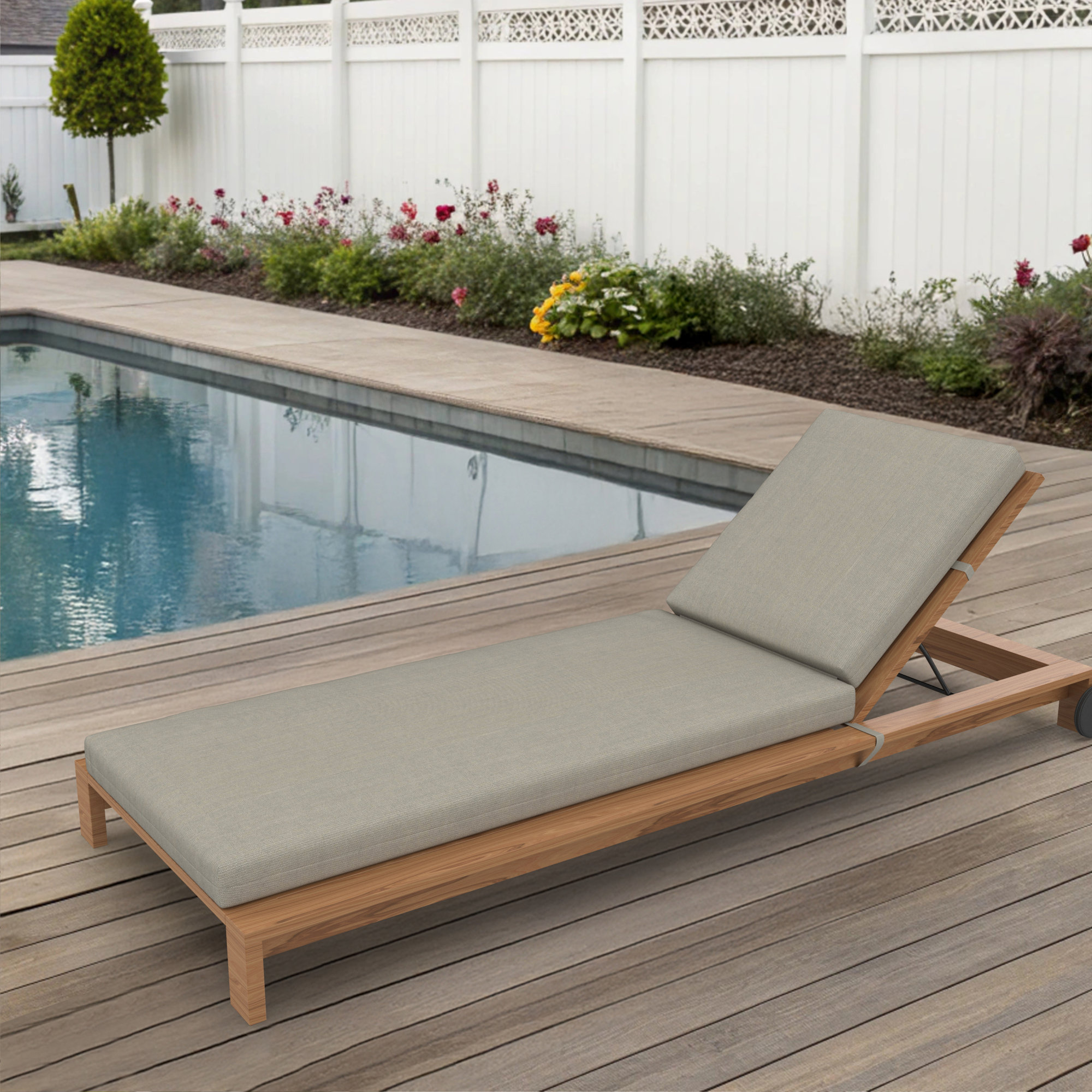 Amala Outdoor Sunbrella® Chaise Lounge Cushion, 3.5" H x 24.5" W x 52.5"D, Spectrum Dove Sunbrella® Plainweave