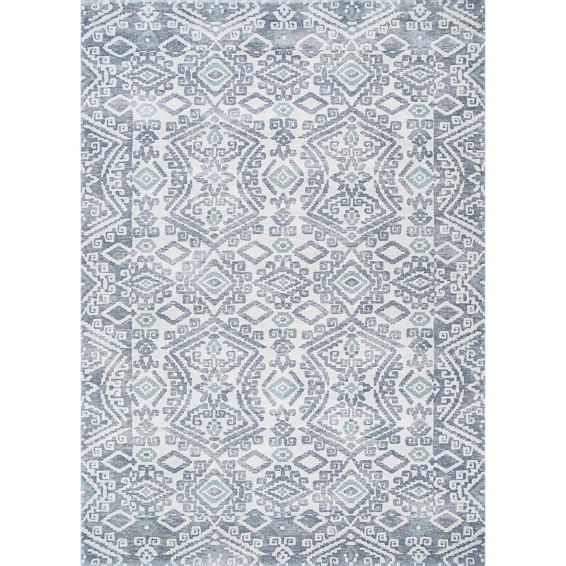 Tapis gris à motif géométrique Bastioni, Rectangle 2 pi x 3 pi 7 po