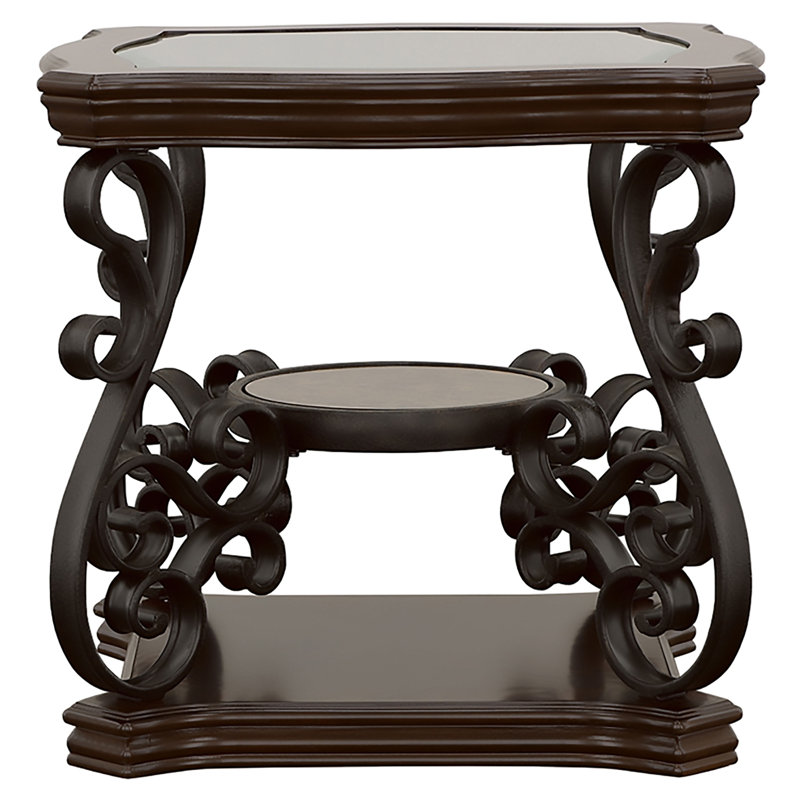Elysian 1-shelf Glass Top Rectangular End Table Deep Merlot