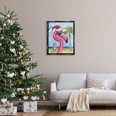 «Flamingo Tropical Christmas», art mural encadré par Paul Brent