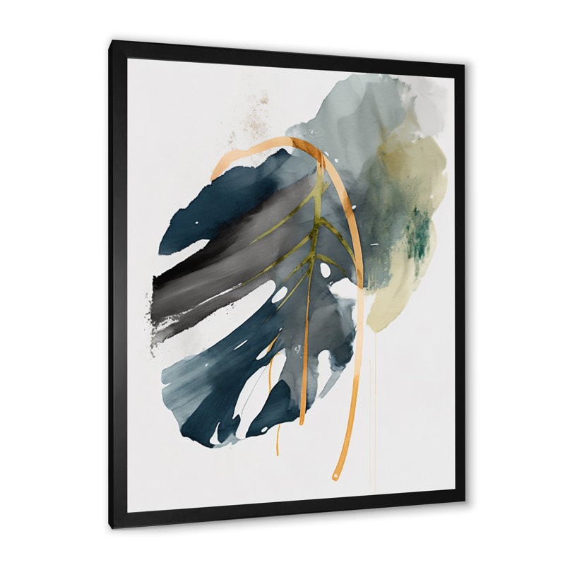 Vert Philodendron feuille III - impression, Cadre photo noir, H 32 po x l 24 po x P 1 po