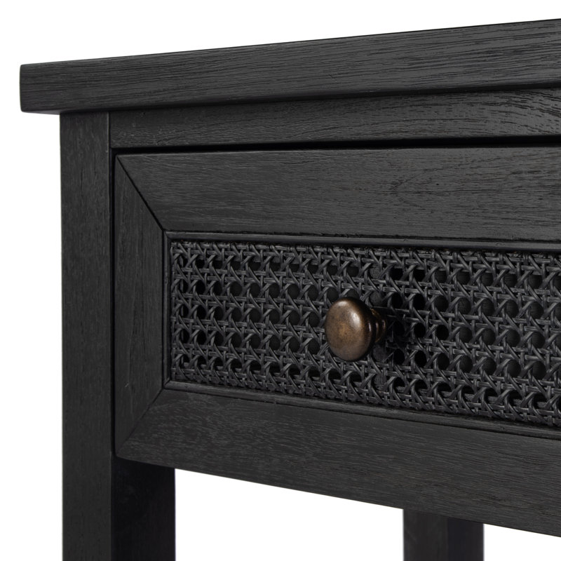 Flagstaff 1-Drawer Cane Nightstand, Black