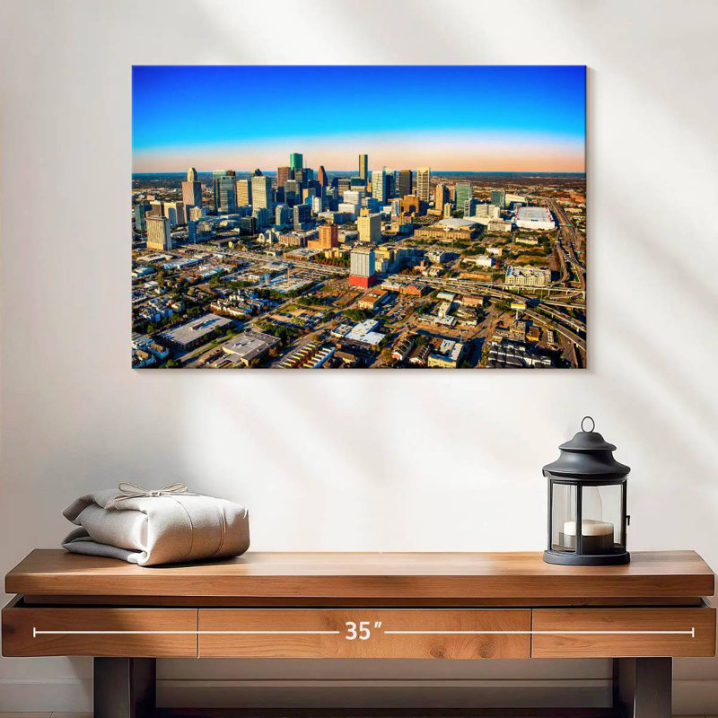 Vue du paysage urbain de Houston, H 16 po x l 24 po