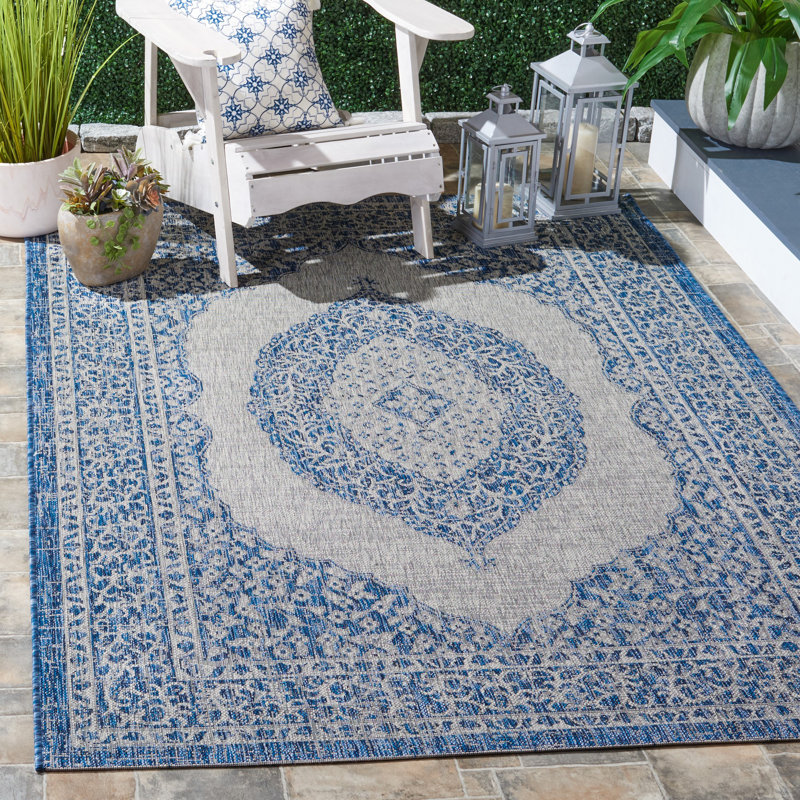 Amedee Performance Oriental Indoor/Outdoor Area Rug, Rectangle 5'3" x 7'7"