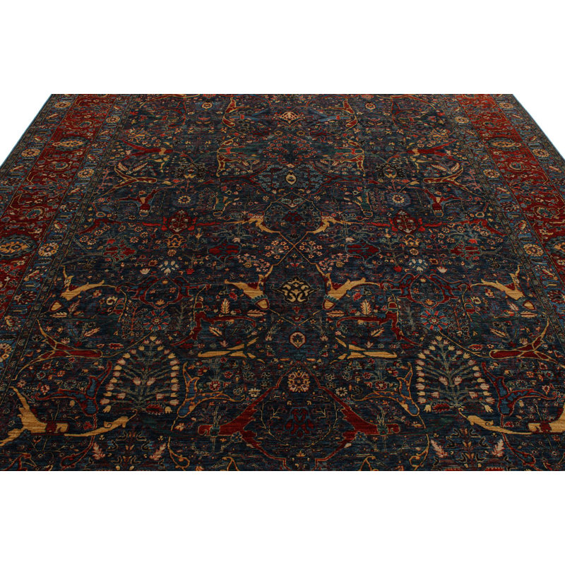 Tapis traditionnel bleu et rouille 9 x 12
