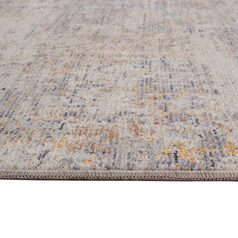 Tapis abstrait ivoire et rouge brique 8 'x 10' avec franges