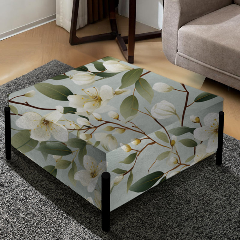 Minimaliste Poppy Wonders I - grand repose-pieds carré floral
