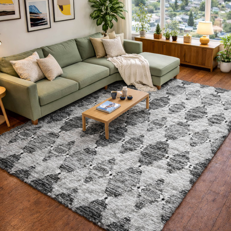 Tapis marocain de qualité supérieure à poils longs Dream Shag ADS610, Gray, 8' x 10'