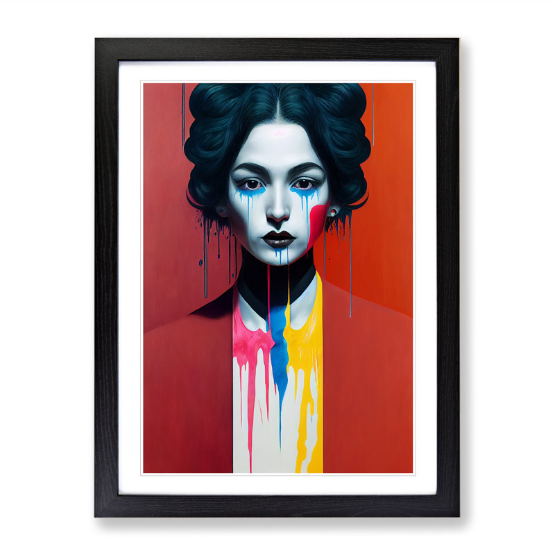 Painted Woman No.3 Abstract - Wrapped Canvas Print, 64cm H x 46cm W, Black Framed