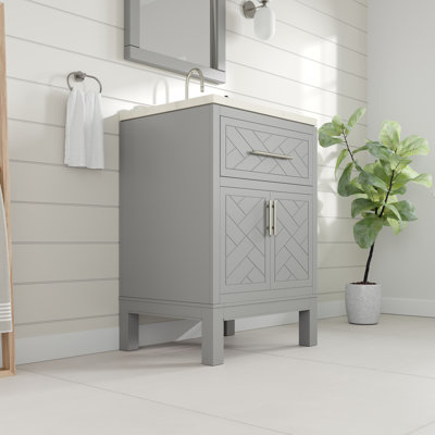 Cambridge 24 In. Single Sink Bath Vanity With Quartz Top And Undermount Porcelain Sink