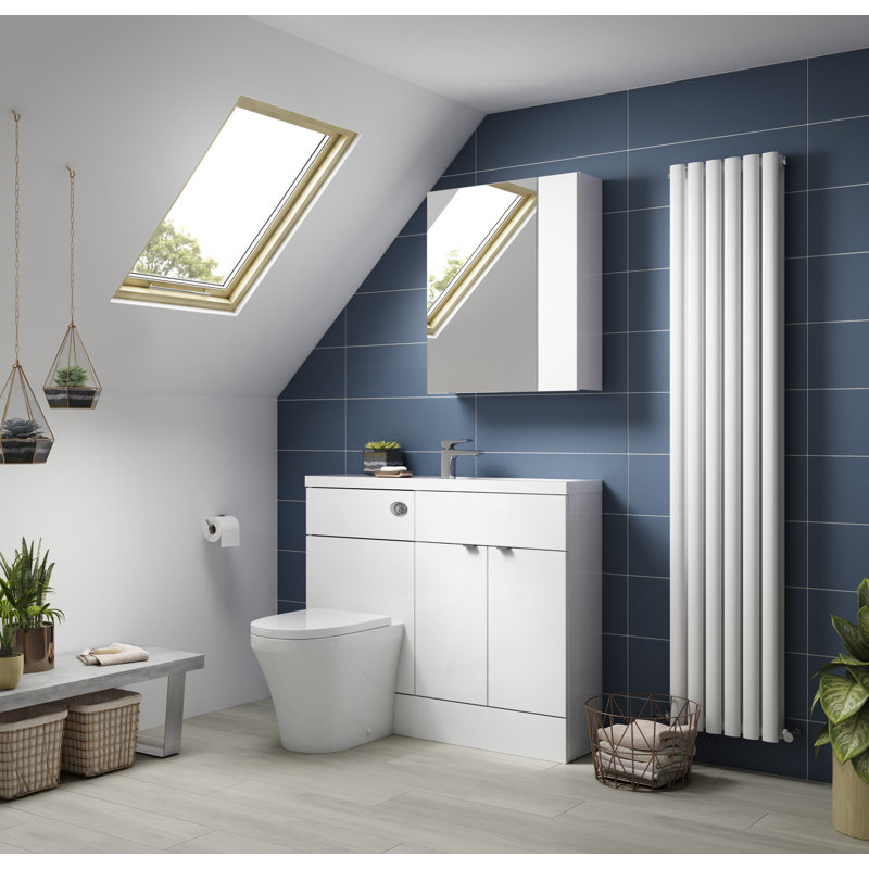 Maddalena Under Sink Cabinet, Gloss White, 50.5Cm W x 90.4Cm H x 26Cm