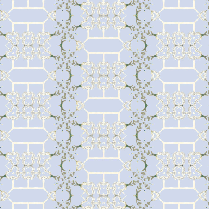 Arachne | Modern Chinoiserie Trellis Wallpaper Double Roll, Ivory/Blue/Gray/Beige