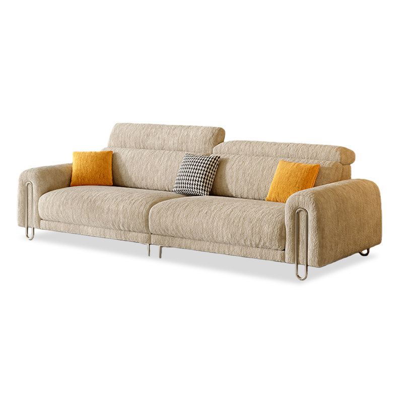 Canapé modulaire en chenille café clair, H 37,4 po x l 102,36 po x P 39,37 po, Chenille café clair