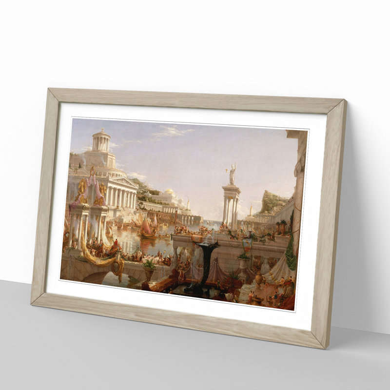 Course of the Empire Consummation by Thomas Cole - Picture Frame Painting on MDF, Oak Framed, 36cm H x 48cm W x 2cm D