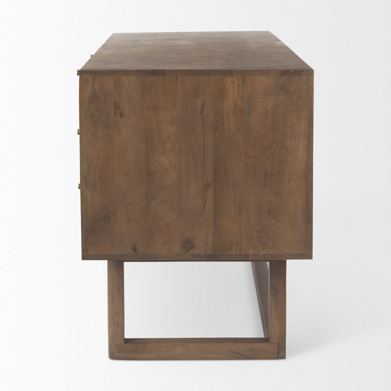 Solid Wood Writing Desk, Medium Brown