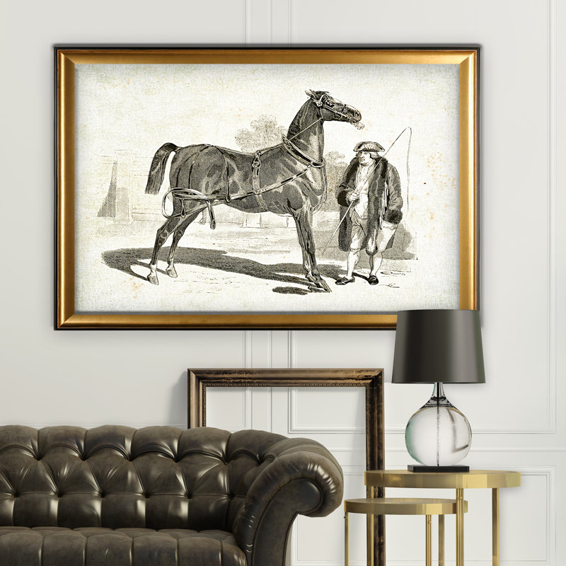 « équin sketch vii », impression, Cadre doré, H 27 po x l 39 po x P 2 po, Pas de tapis