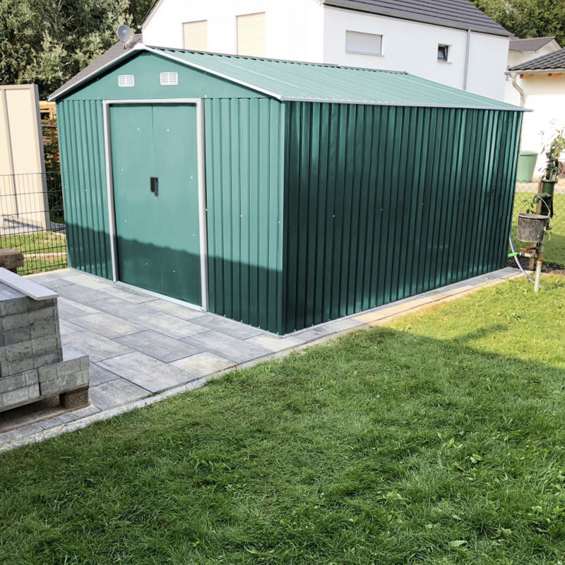 12x10FT Large Metal Garden Tool Storage Shed, Green