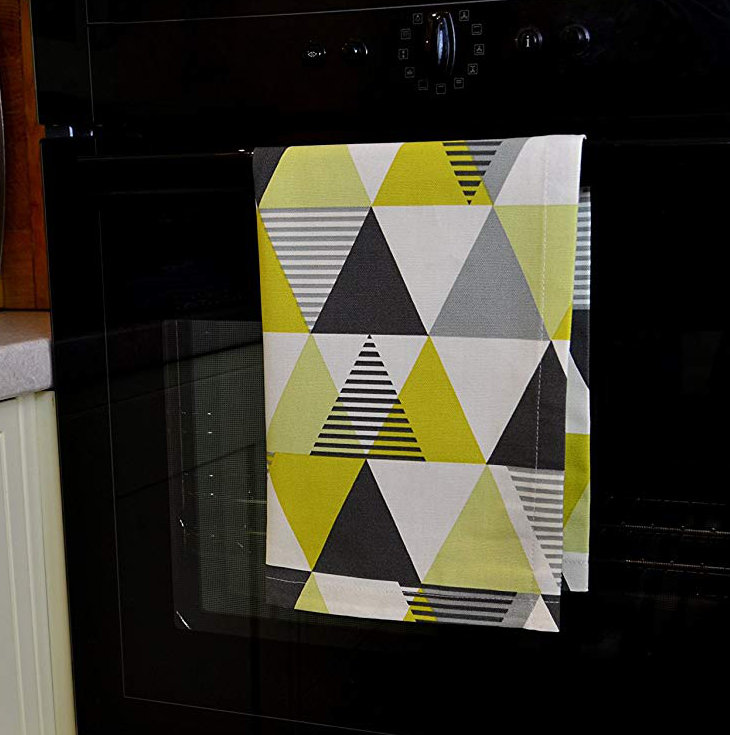Amelia Cotton Jacquard Kitchen Towel, Ochre Yellow
