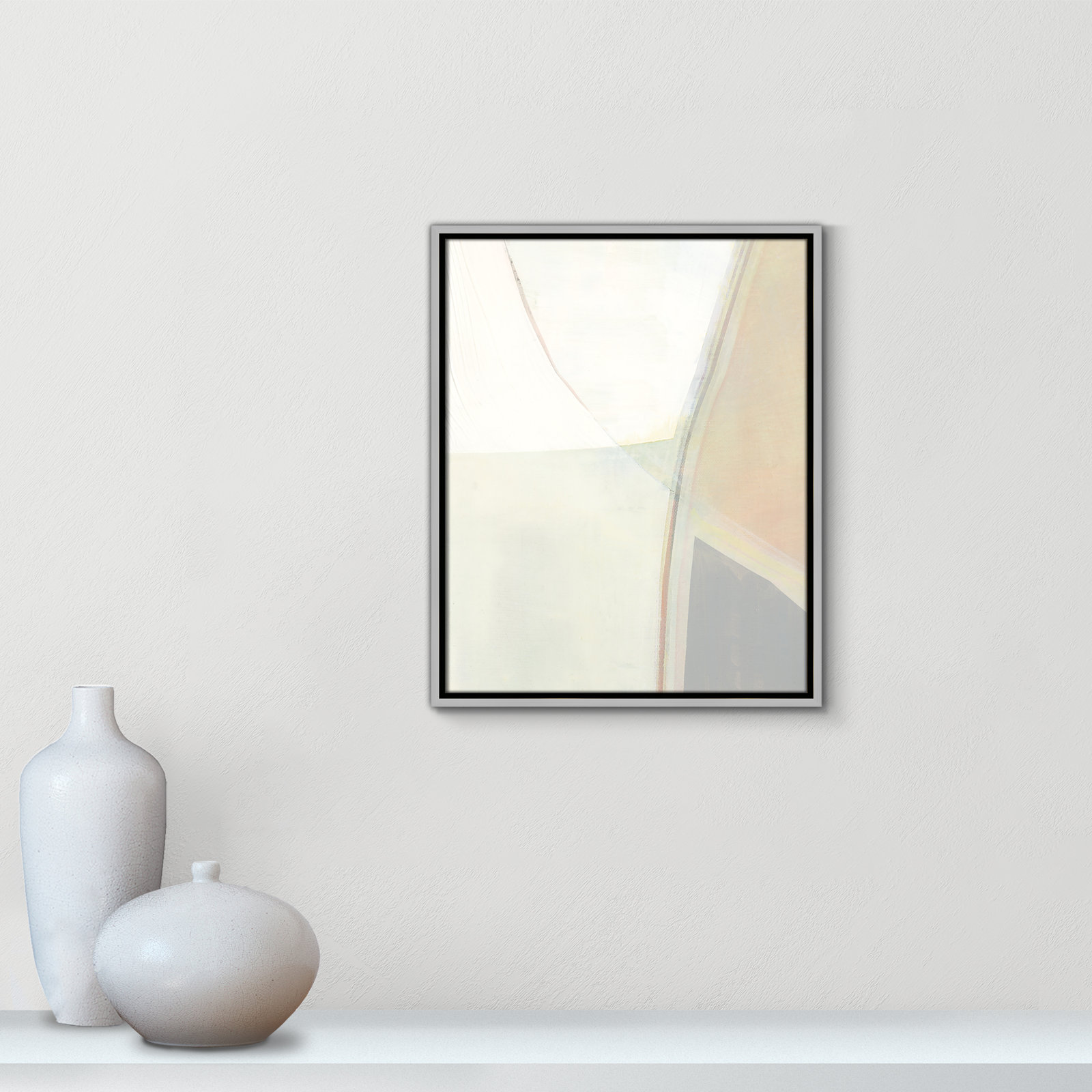Alexandria "In Neutral II" Painting by Cartissi, 21.5" H x 17.5" W x 2" D, Silver Framed Canvas