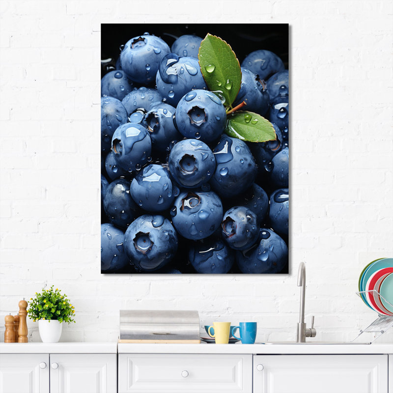 «Fruit Plump Blueberry Pointillism» sur toile, H 20 po x l 12 po x P 1 po
