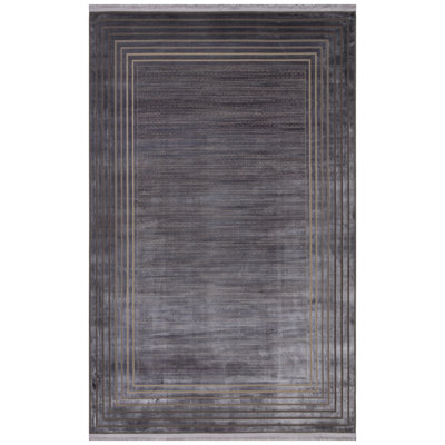 Tapis d'entrée de qualité supérieure, 2,6 x 4,9 pieds, gris | 100% acrylique / viscose, hauteur du velours: 0,2 pouce, 2600 grammes par mètre carré | Tissé à la machine, 1 600 000 points de fil | Conception facile à nettoyer, durable et élégante