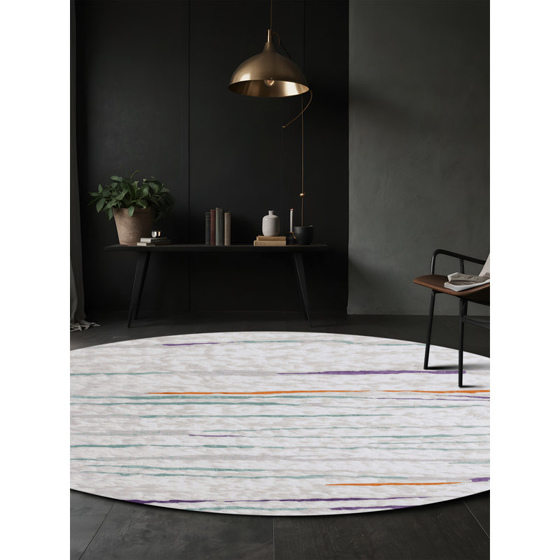 Tapis bleu soyeux et moelleux, Rond 8 pi