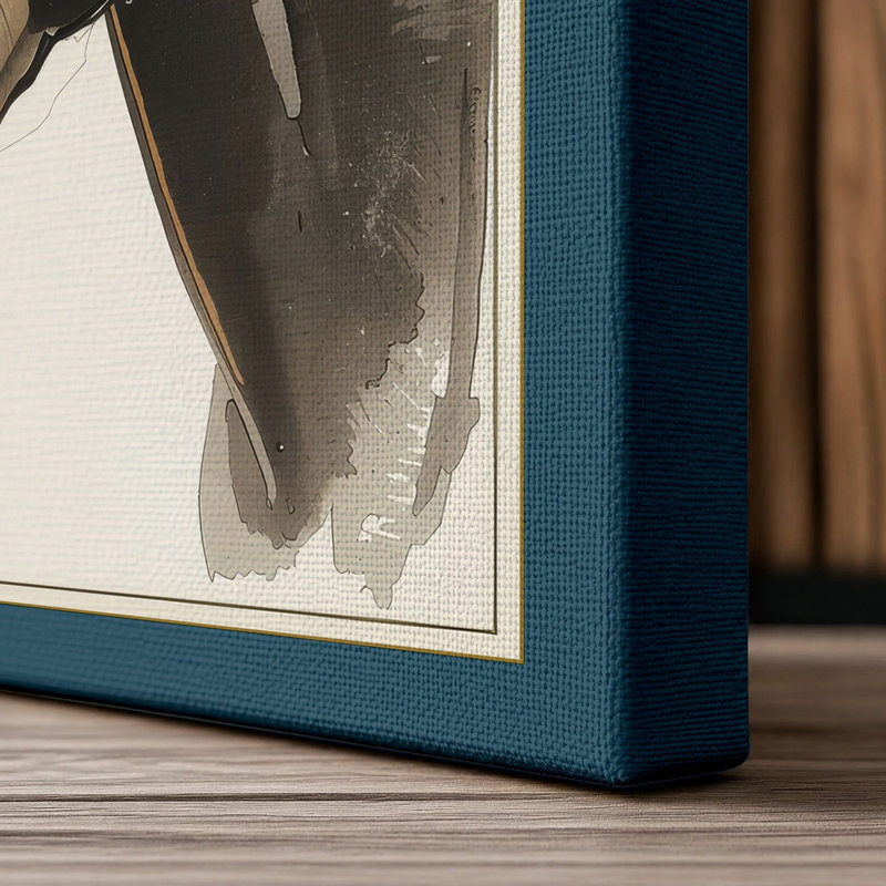 Noble Horse Japandi 1 Piece Wrapped Canvas Wall Art, 36x24 - 91.4 x 61.0 cm, Teal Border