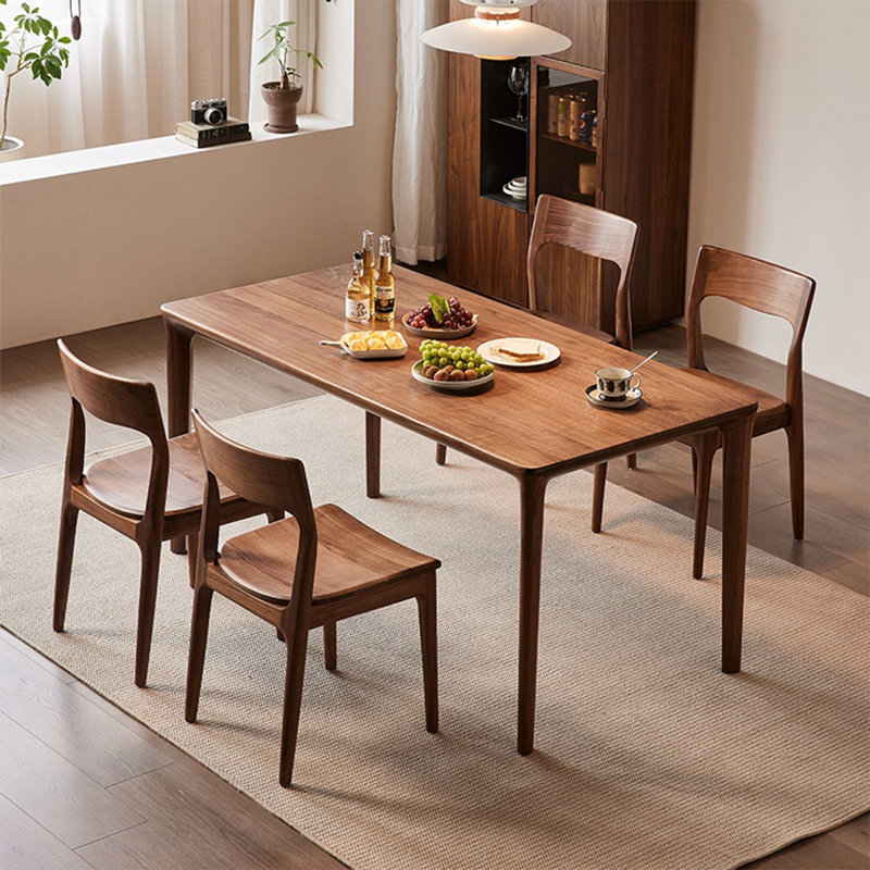 Ensemble de table rétro en noyer noir, H 29,52 po x L 62,99 po x l 31,49 po