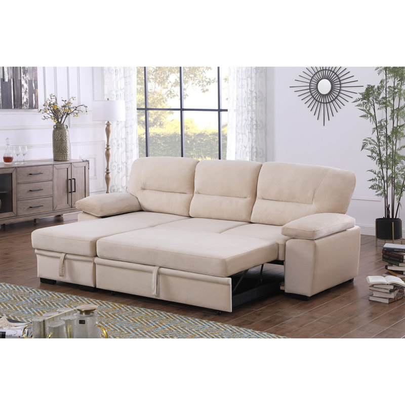 Canapé-lit modulaire réversible en tissu de velours 97,5 po