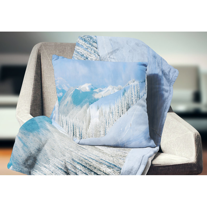 Coussin panoramique avec paysage d'hiver, 18" x 18", Coussin décoratif