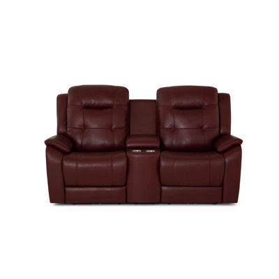 Valour 75" Leather Power Reclining Loveseat with USB Port, Garnet
