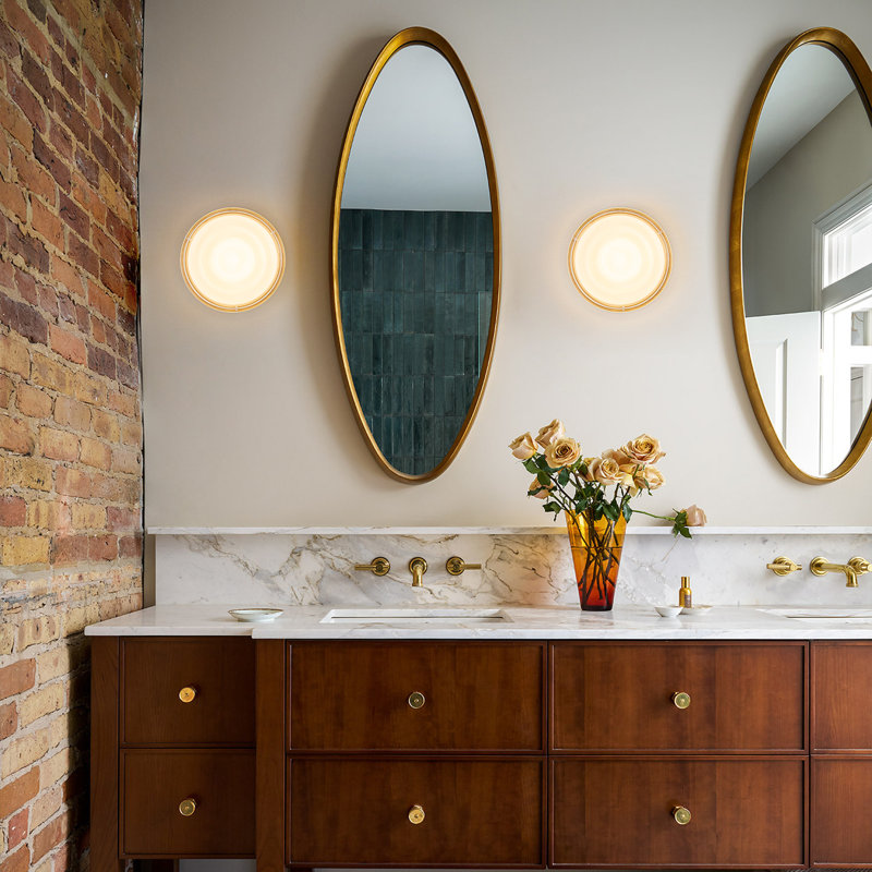 LED Dimple Flush Mounted Sconce, Dimmable Glass Vanity Light