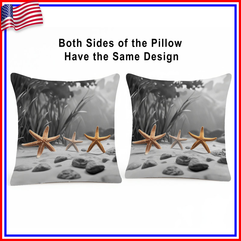 Starfish On Beach Double Sided Throw Pillows, 26 x 26 inches