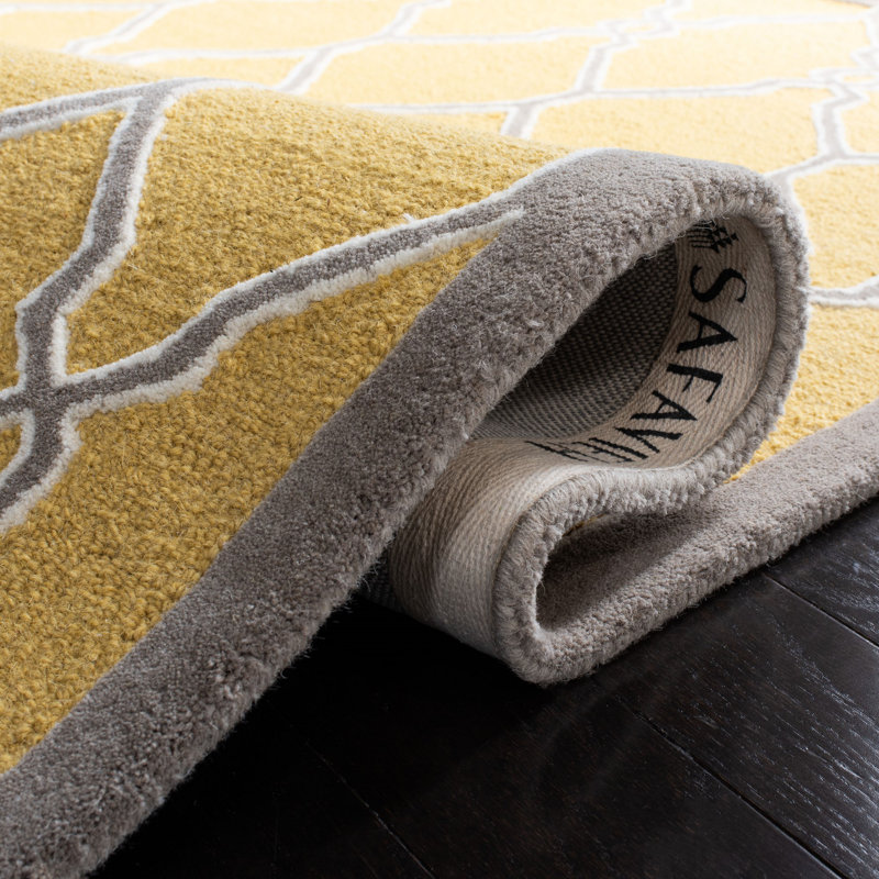 Cannen Hand Tufted Wool Geometric Rug, Square 6'