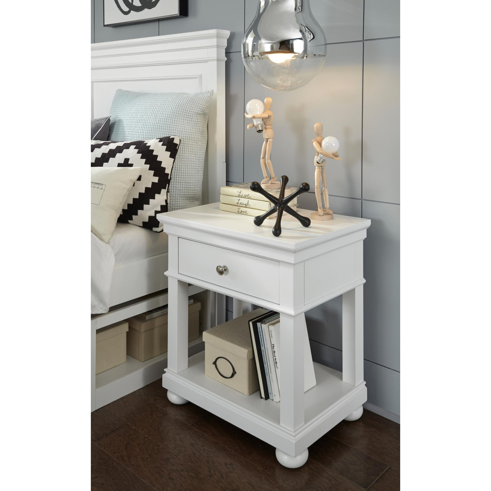 Jayden 1-Drawer Nightstand , White