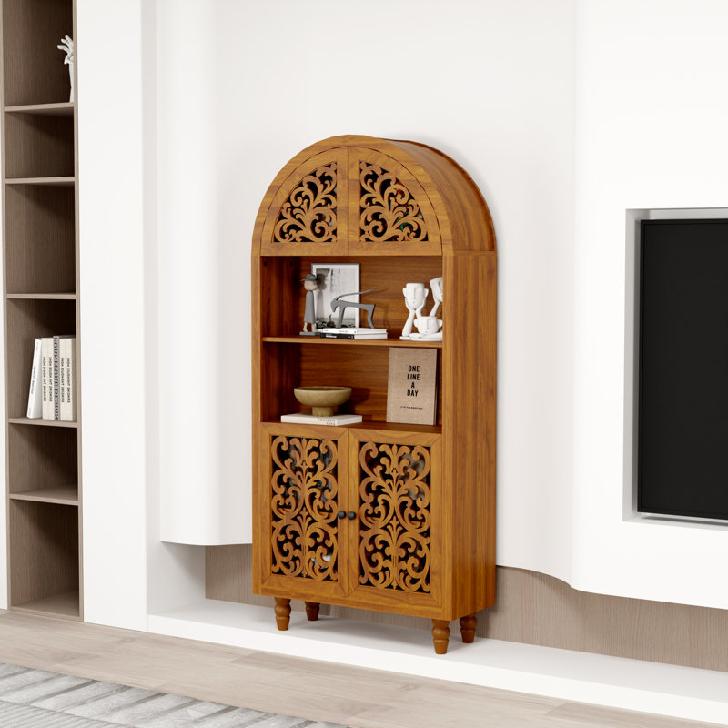 Bookcases With Storage, Walnut Melamine Rustic Arched Home Office