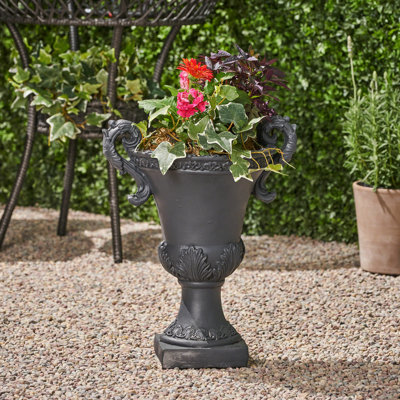 Contenant pour urne en oxyde de magnésium noir, idéal pour diverses plantes, H 19,34 po x l 11,17 po x P 15,5 po, usage intérieur et extérieur, aucun assemblage requis
