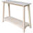Solid Hardwood Sofa Table With Butcher Block Surface And Shelf, Unfinished