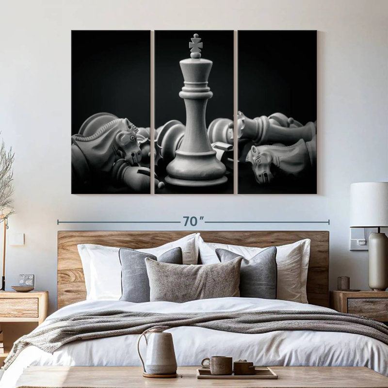 Chess King - ensemble de 3 toiles tendues, H 42 po x l 65 po x P 1,25 po
